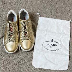 Prada Metallic Gold Sneakers